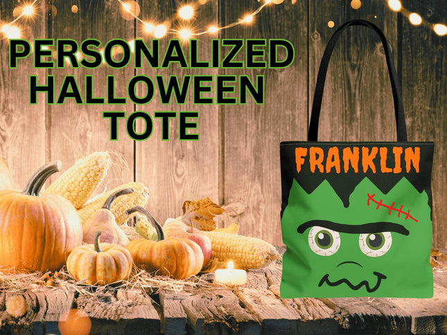 Personalized Halloween Bag | Trick or Treat Bag | Frankenstein Tote Bag | Customized Candy Bag