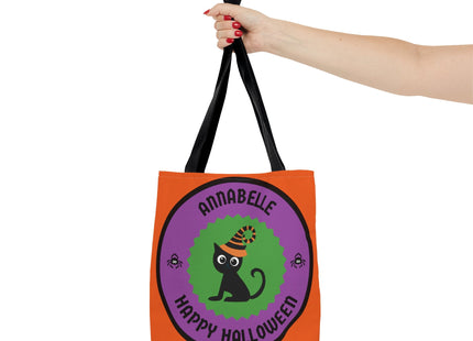Personalized Halloween Bag | Trick or Treat Bag | Black Cat Tote Bag | Customized Candy Bag