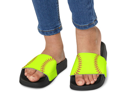Kids Beach Sandals | Softball Sandals | Youth Flip Flops | Childrens Slide Sandals | Yellow Sports Sandals