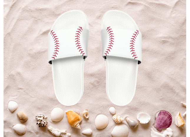 Kids Beach Sandals | Baseball Sandals | Youth Flip Flops | Childrens Slide Sandals | White Sports Sandals