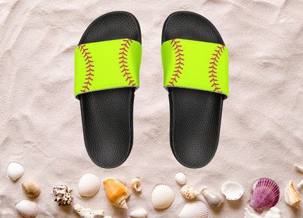 Kids Beach Sandals | Softball Sandals | Youth Flip Flops | Childrens Slide Sandals | Yellow Sports Sandals