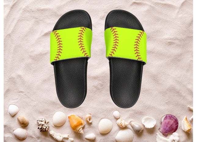 Kids Beach Sandals | Softball Sandals | Youth Flip Flops | Childrens Slide Sandals | Yellow Sports Sandals
