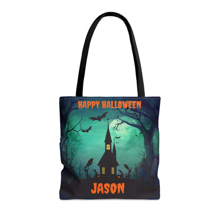 Personalized Halloween Bag | Trick or Treat Bag | Haunted House Tote Bag | Customized Candy Bag