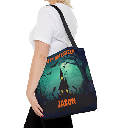 Personalized Halloween Bag | Trick or Treat Bag | Haunted House Tote Bag | Customized Candy Bag