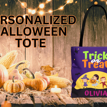 Personalized Halloween Bag | Trick or Treat Bag | Kids Halloween Tote Bag | Customized Candy Bag