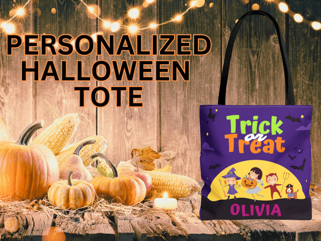 Personalized Halloween Bag | Trick or Treat Bag | Kids Halloween Tote Bag | Customized Candy Bag