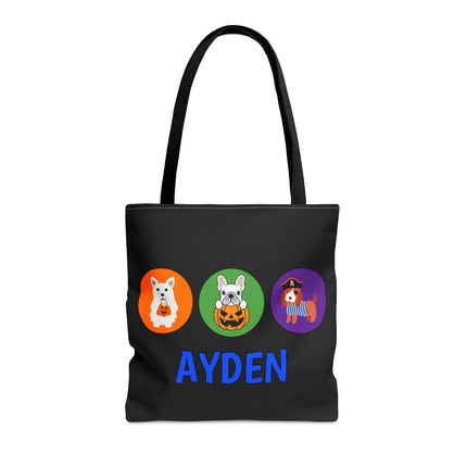 Personalized Halloween Bag | Trick or Treat Bag | Kids Tote Bag | Customized Candy Bag |Trick or Treat Dogs