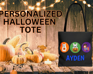 Personalized Halloween Bag | Trick or Treat Bag | Kids Tote Bag | Customized Candy Bag |Trick or Treat Dogs