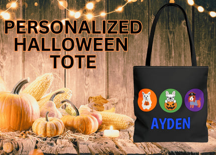 Personalized Halloween Bag | Trick or Treat Bag | Kids Tote Bag | Customized Candy Bag |Trick or Treat Dogs