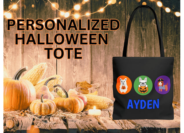 Personalized Halloween Bag | Trick or Treat Bag | Kids Tote Bag | Customized Candy Bag |Trick or Treat Dogs
