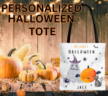 Personalized Halloween Bag | Trick or Treat Bag | Kids Tote Bag | Customized Candy Bag | My First Halloween