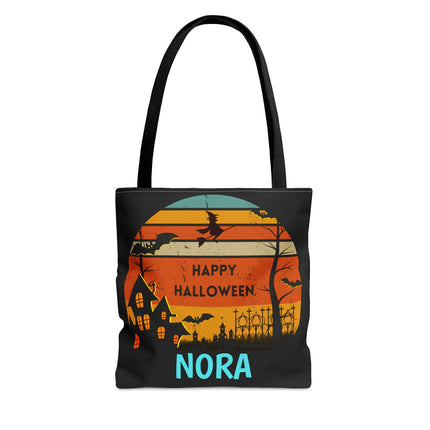Personalized Halloween Bag | Trick or Treat Bag | Kids Tote Bag | Customized Candy Bag Retro |Trick or Treat Bag