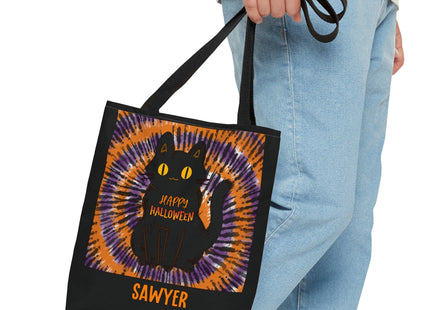 Personalized Halloween Bag | Trick or Treat Bag | Kids Tote Bag | Customized Candy Bag |Trick or Treat Black Cat