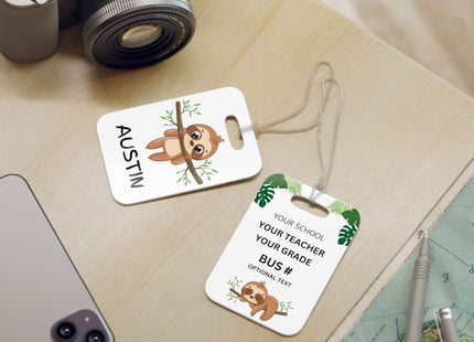 Kids School Backpack Tag | Sloth Schoolbag Label | Back to School Personalized Label | Personalized Kids Backpack
