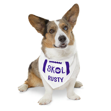 Personalized Skol Collar | SKOL Dog Bandana Collar | Minnesota Football Bandana | Skol Pet Collar Bandana | White Skol Collar