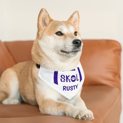 Personalized Skol Collar | SKOL Dog Bandana Collar | Minnesota Football Bandana | Skol Pet Collar Bandana | White Skol Collar