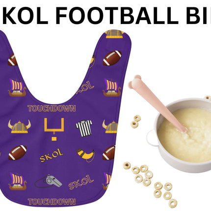 SKOL Football Bib | Minnesota Baby Bib | Purple Fleece Football Bib | Skol Baby Gift