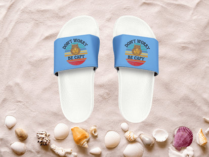 Men's Beach Sandals | Capybara Sandals | Youth Flip Flops | Men's Slide Sandals | Retro Sandals | Don't Worry Be Capy Light Blue Shoes