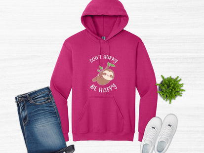 Kids Sloth Sweatshirt | Don't Hurry Be Happy Sweatshirt | Youth Hooded Sweatshirt | Animal Lover Gift | Child Sloth Gift | Sloth Hoodie