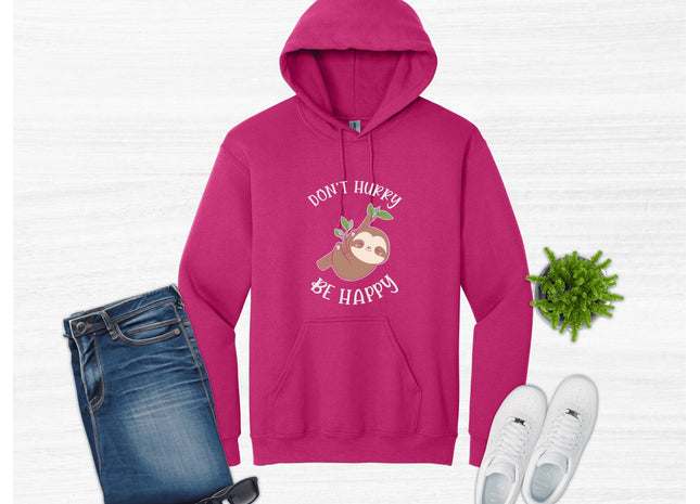 Kids Sloth Sweatshirt | Don't Hurry Be Happy Sweatshirt | Youth Hooded Sweatshirt | Animal Lover Gift | Child Sloth Gift | Sloth Hoodie