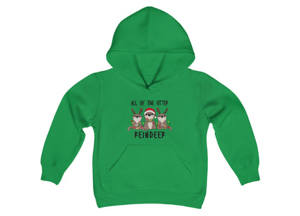 Kids Christmas Sweatshirt | Youth Hooded Sweatshirt | Reindeer Gift | Child Otter Gift | Christmas Hoodie