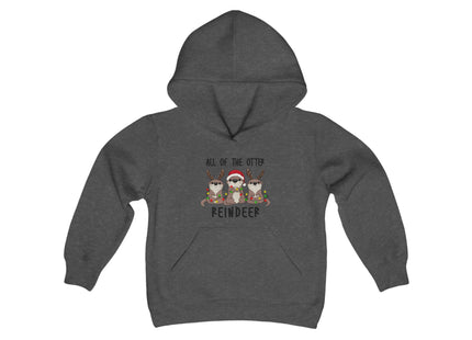 Kids Christmas Sweatshirt | Youth Hooded Sweatshirt | Reindeer Gift | Child Otter Gift | Christmas Hoodie
