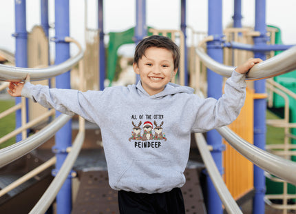 Kids Christmas Sweatshirt | Youth Hooded Sweatshirt | Reindeer Gift | Child Otter Gift | Christmas Hoodie