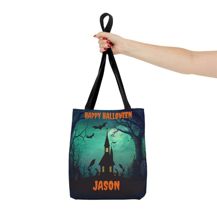 Personalized Halloween Bag | Trick or Treat Bag | Haunted House Tote Bag | Customized Candy Bag