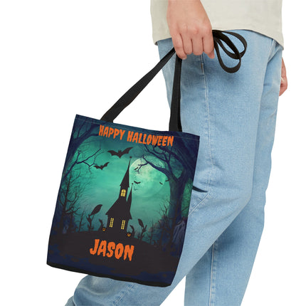 Personalized Halloween Bag | Trick or Treat Bag | Haunted House Tote Bag | Customized Candy Bag