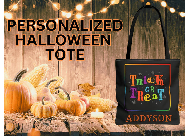 Personalized Halloween Bag | Trick or Treat Bag | Kids Tote Bag | Customized Candy Bag | Multicolored Trick or Treat