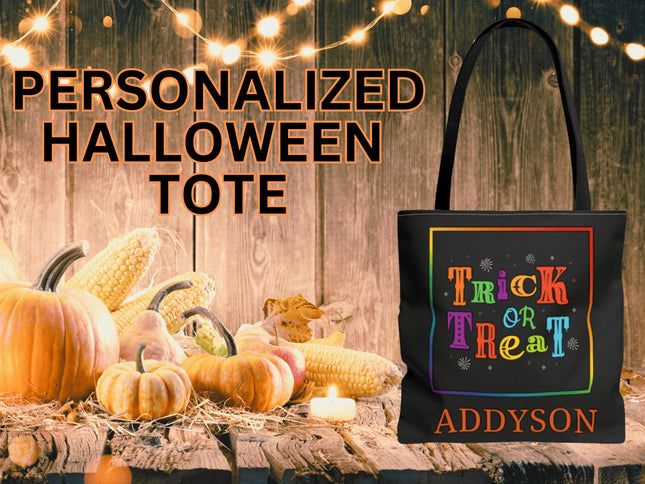 Personalized Halloween Bag | Trick or Treat Bag | Kids Tote Bag | Customized Candy Bag | Multicolored Trick or Treat