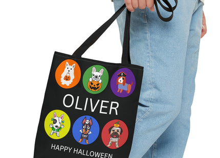 Personalized Halloween Bag | Trick or Treat Bag | Kids Tote Bag | Customized Candy Bag |Trick or Treat Costume Dogs