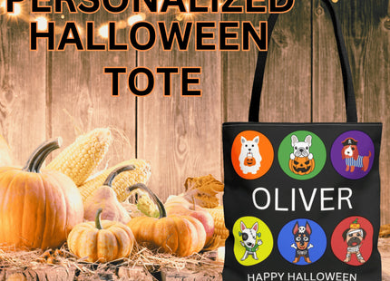 Personalized Halloween Bag | Trick or Treat Bag | Kids Tote Bag | Customized Candy Bag |Trick or Treat Costume Dogs
