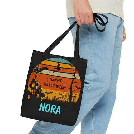 Personalized Halloween Bag | Trick or Treat Bag | Kids Tote Bag | Customized Candy Bag Retro |Trick or Treat Bag