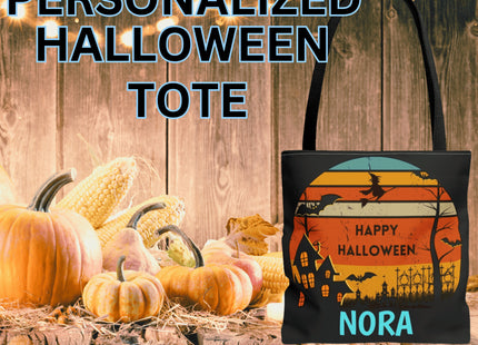 Personalized Halloween Bag | Trick or Treat Bag | Kids Tote Bag | Customized Candy Bag Retro |Trick or Treat Bag