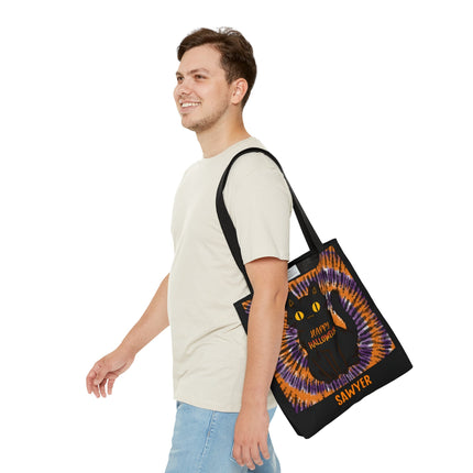 Personalized Halloween Bag | Trick or Treat Bag | Kids Tote Bag | Customized Candy Bag |Trick or Treat Black Cat
