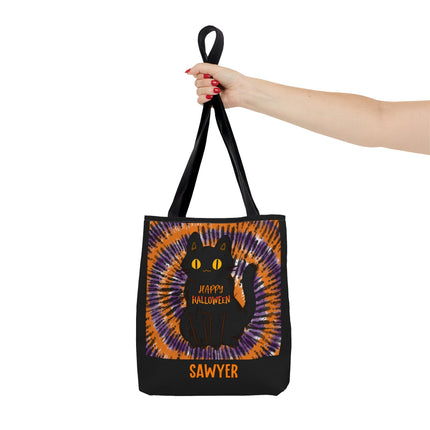 Personalized Halloween Bag | Trick or Treat Bag | Kids Tote Bag | Customized Candy Bag |Trick or Treat Black Cat