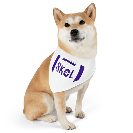SKOL Dog Bandana Collar | Minnesota Football Bandana | Skol Pet Collar Bandana | White Skol Collar
