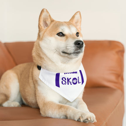 SKOL Dog Bandana Collar | Minnesota Football Bandana | Skol Pet Collar Bandana | White Skol Collar