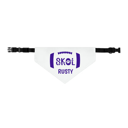 Personalized Skol Collar | SKOL Dog Bandana Collar | Minnesota Football Bandana | Skol Pet Collar Bandana | White Skol Collar