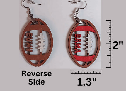 Bama Wood Earrings, Alabama Football Earrings, Handmade Earrings, Crimson Tide Earrings, Alabama Gift