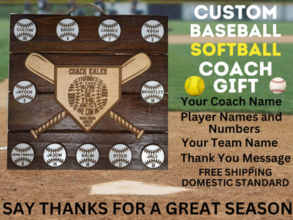 Baseball Softball Coach Gift | End of Season Gift | Personalized Coach Gift | Coach Appreciation Gift | Gift for Softball | Coach Thank You