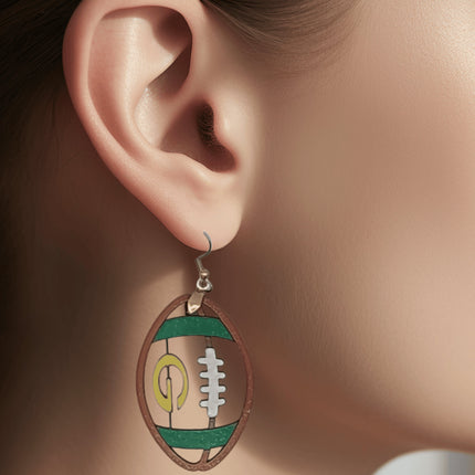 Packers Earrings, Wisconsin Football Earrings, Handmade Earrings, Green Bay Earrings, Football Earrings, Game Day Earrings, Custom Earrings