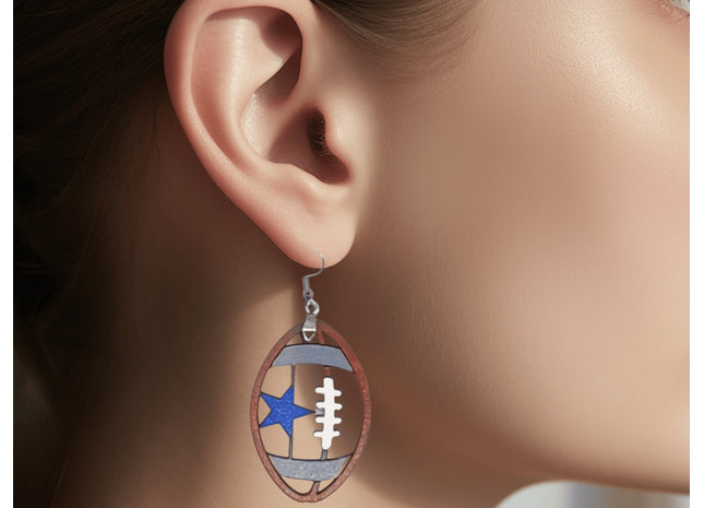 Dallas Football Earrings | Cowboys Star Earring | Cowboys Football Gift | Texas football Earrings | Texas Football Gift | Game Day Earrings