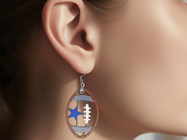 Dallas Football Earrings | Cowboys Star Earring | Cowboys Football Gift | Texas football Earrings | Texas Football Gift | Game Day Earrings
