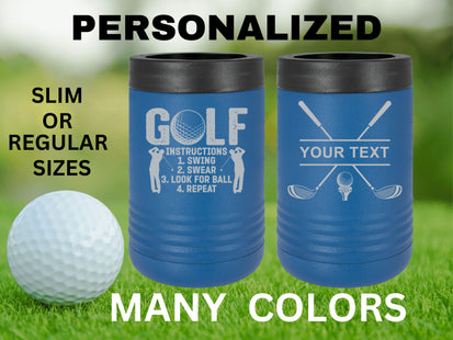 Custom Dad Gift | Golf Can Cooler |Beer Can Cooler | Personalized Beverage | Gift for Husband | Golf Gift | Groomsman Gift