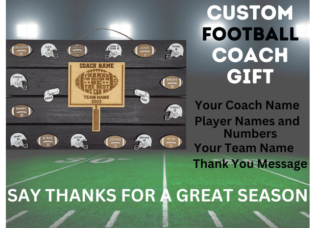 Personalized Football Coach Thank You Plaque - Custom Wood Gift for Youth Coach