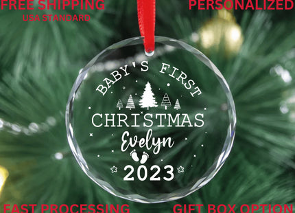Baby's First Christmas Ornament | Glass Christmas Ornament | Custom Baby Ornament | Personalized Baby Gift | Baby Shower Gift | New Parents