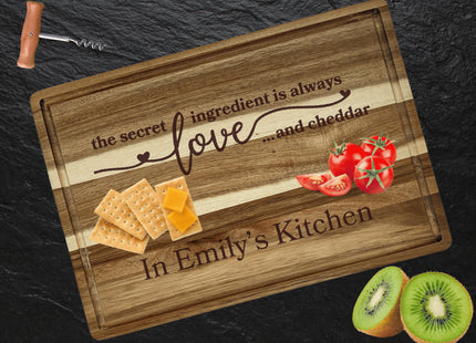 Personalized Cutting Board | Large Acacia Wood Charcuterie Board | Custom Rectangular Cheese Chopping Board | Gift for Mom | Gift for Her