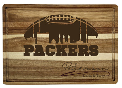 Green Bay Cutting Board | Personalized Cutting Board | Football Super Bowl | Acacia Wood Charcuterie Board | Custom Cheese Chopping Board